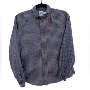 Cinch Western Boys Blue and Brown Button Down Long Sleeve Size Large 12